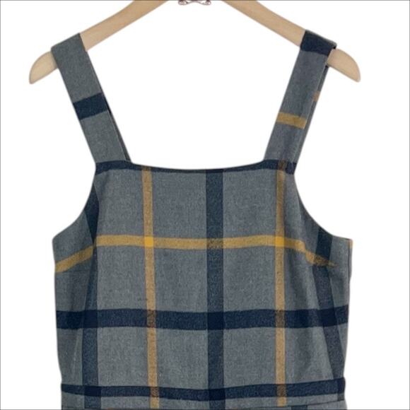 ModCloth Plaid Sleeveless Cropped Leg Jumpsuit Gray, Navy, Yellow Size XS - Picture 5 of 9